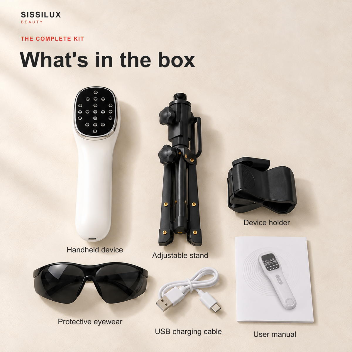 Handheld Red & Near-Infrared Laser Therapy Device with Stand