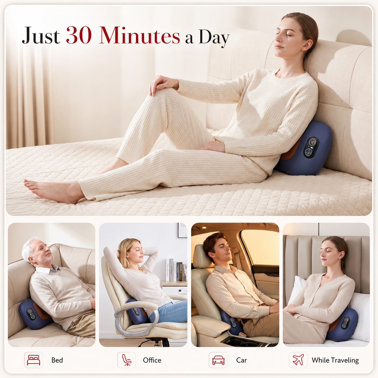 Sissilux 4-in-1 Red Light Lumbar Relief System with Airbag Lift, Heat & Vibration