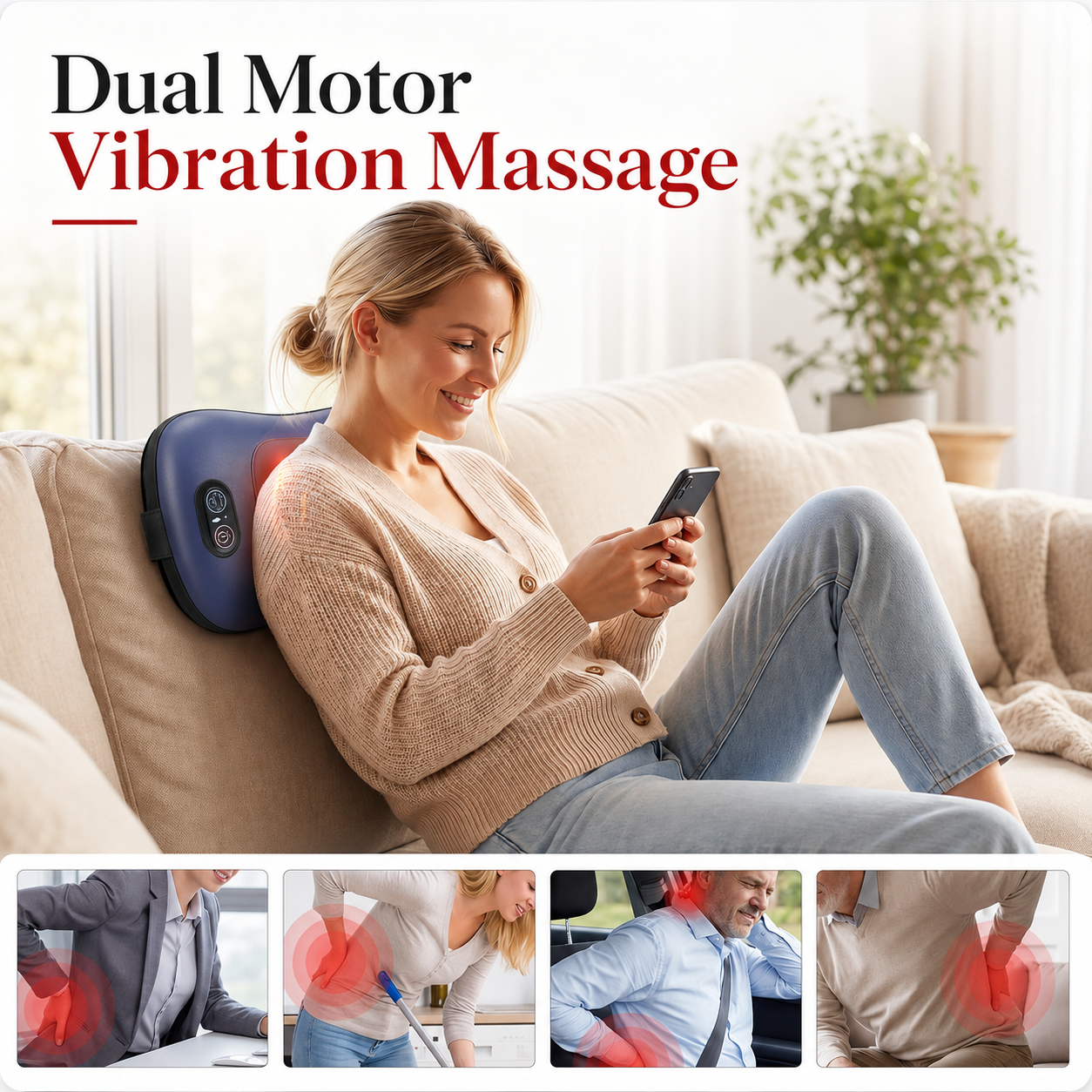 Sissilux 4-in-1 Red Light Lumbar Relief System with Airbag Lift, Heat & Vibration