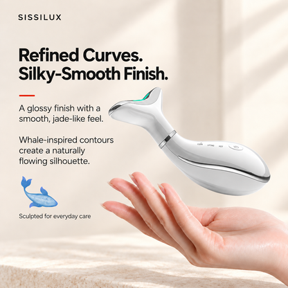 White SISSILUX beauty wand with flowing contours, reflective trim and a smooth finish.